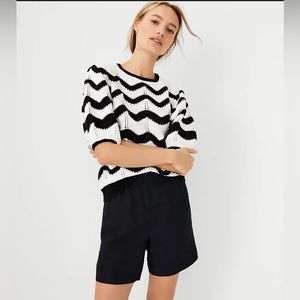 Ann Taylor Chevron Puff Sleeve Sweater Tee (Size S) WORN TWICE!